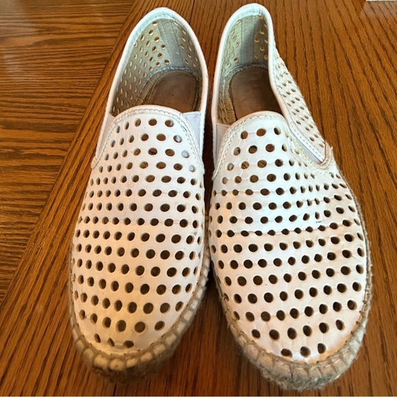 Loeffler Randall Shoes - Loeffler Randall White Leather Die Cut Design Espadrilles Loafers Size 36 EU